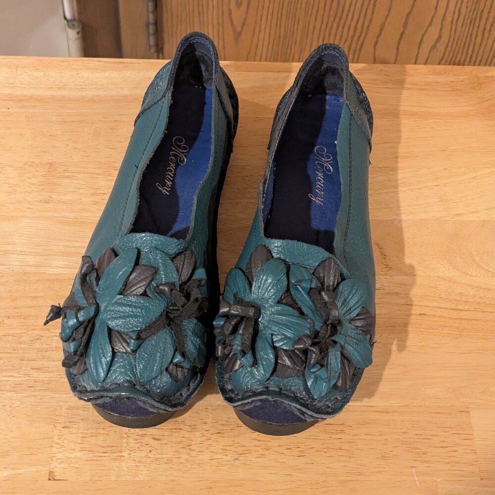 Mercury  Floral Teal Flats-Size 250/8